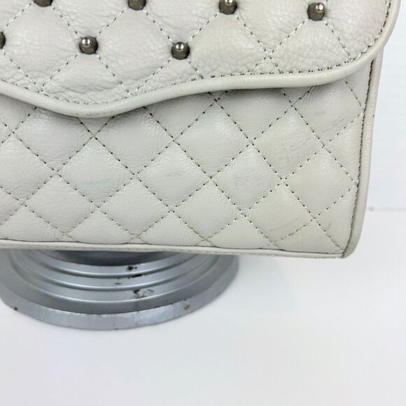 Rebecca Minkoff Quilted Affair Studded Mini Crossbody or Shoulder Flap Bag Grey - Picture 12 of 15